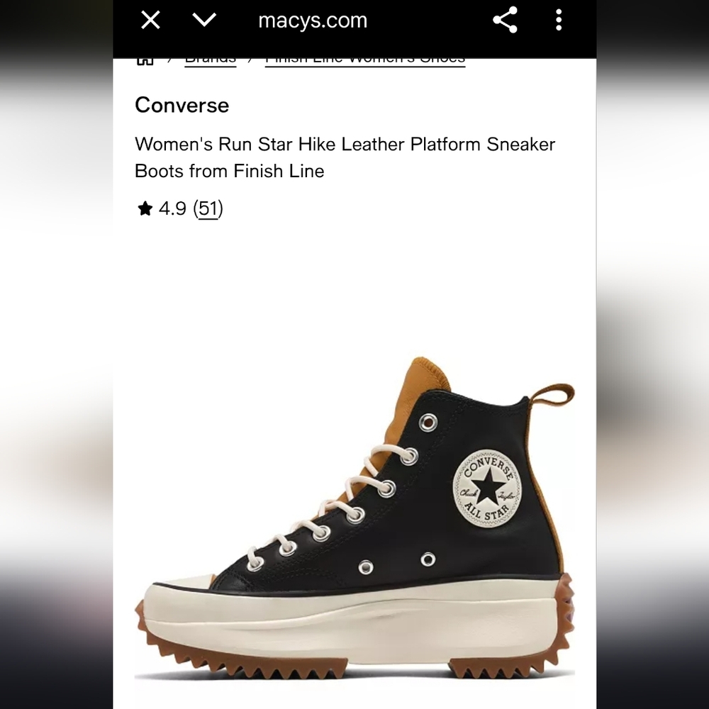 Women's CONVERSE Run Star Hike Leather Platform Sneaker Boots Sz 6